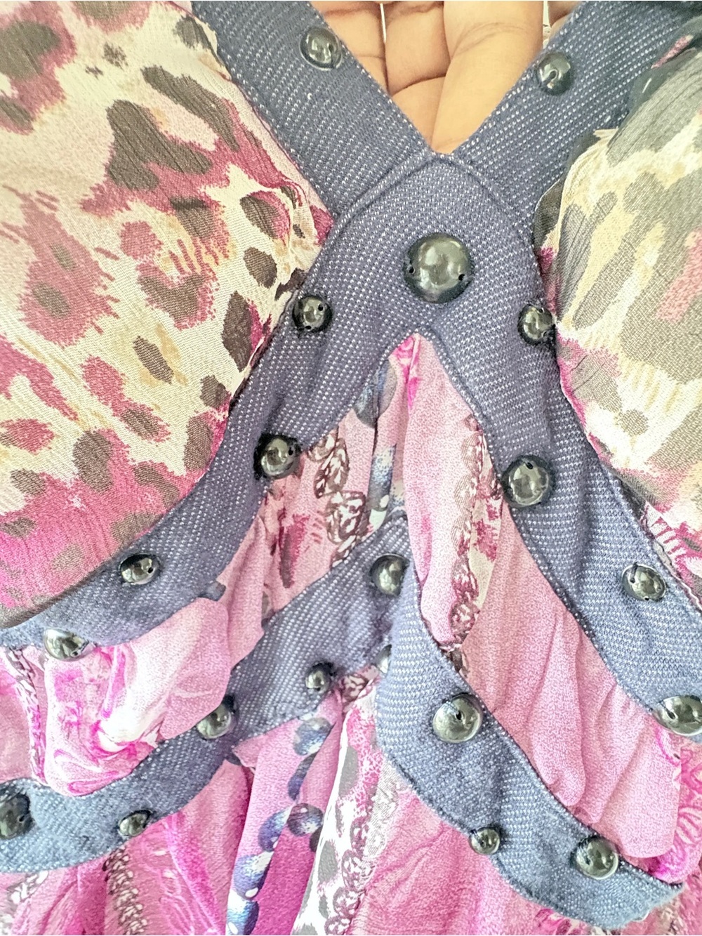 J&D Sheer Purple Multicolor Dress Leopard-Print Size XL-XXL Adjustable Strap - Picture 7 of 11